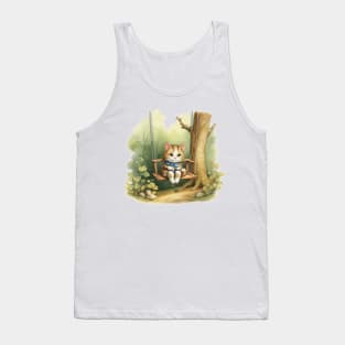 Cat sitting on a swing Tank Top